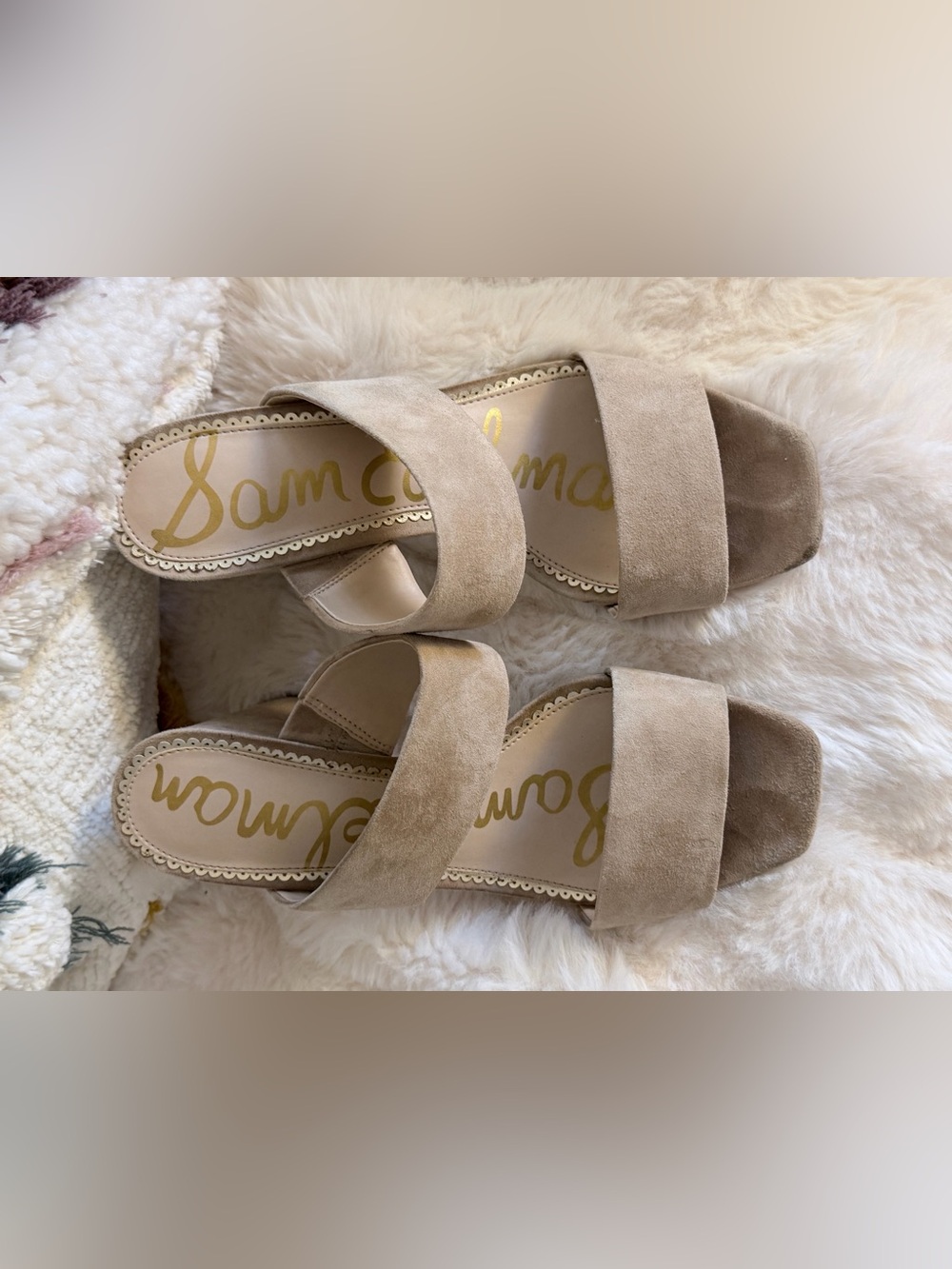 Sam Edelman Taupe Suede Double-Band Slide Mules size 9